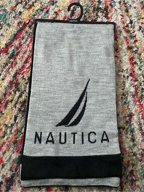 Nautica Black & Gray Knit Beanie with Branded Tag